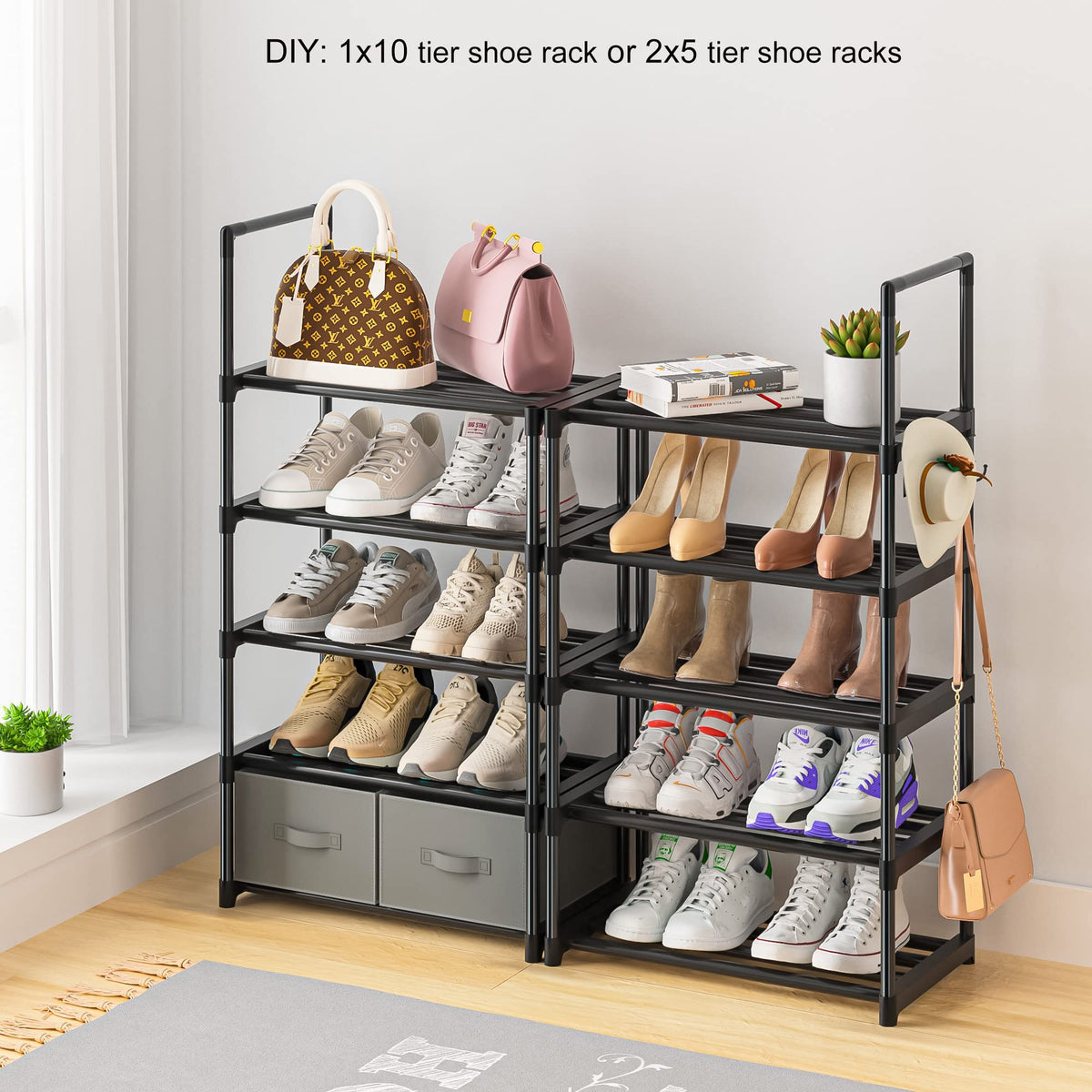 OYREL side hook adds hanging space for bags and umbrellas.