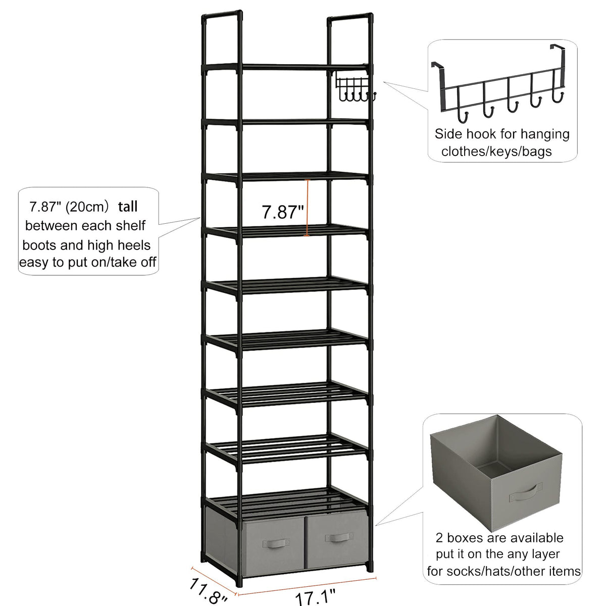 OYREL sturdy black metal frame provides durable, long-term support.