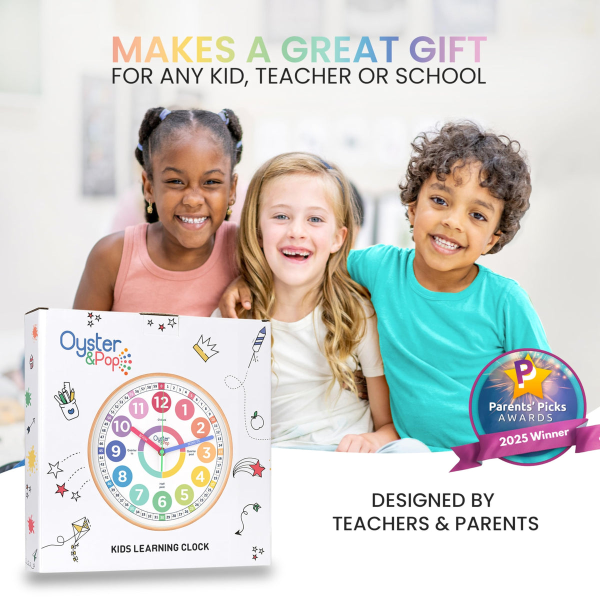 Oyster&Pop Kids Clock ebook included highlights interactive learning benefits