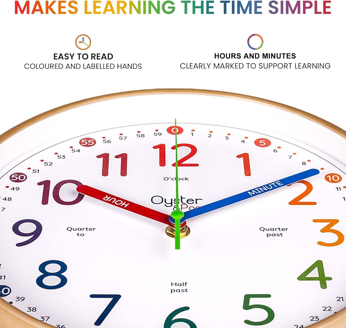 Oyster&Pop rainbow-dial clock engages kids during time-telling activities