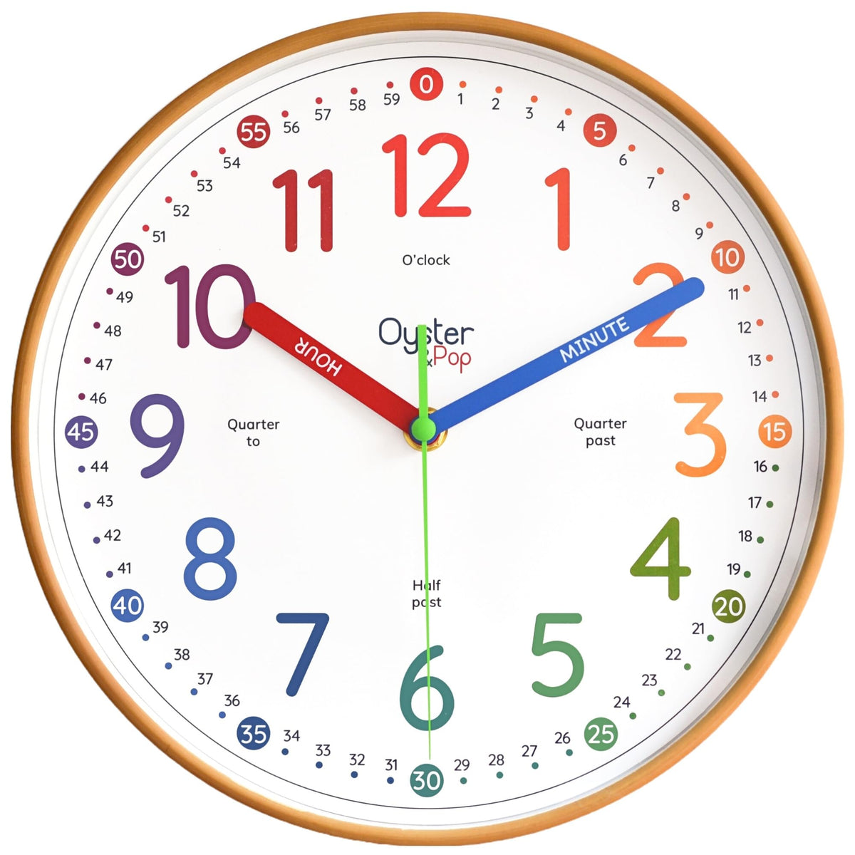 Oyster&Pop Kids Clock silent 10-inch face supports distraction-free study