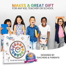 Oyster&Pop Kids Clock includes an eBook to support analog time practice