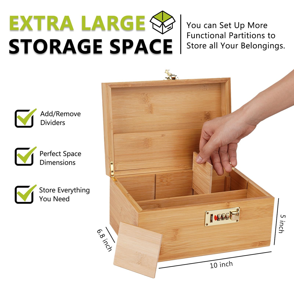 OZCHIN bamboo box with combination lock emphasizes secure discreet storage