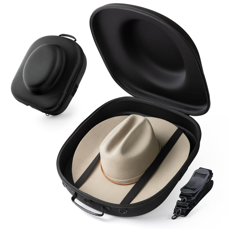 Ozueccr cowboy hat travel case crushproof exterior protects hats on trips.