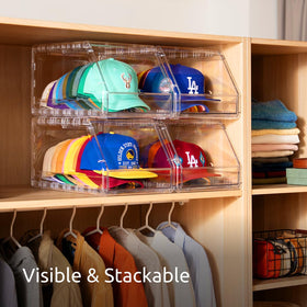 Ozueccr sliding drawer enables easy access to hats without unstacking.