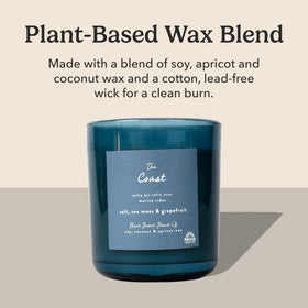 Pacha Soap Co The Coast candle cotton wick close-up emphasizes clean burn.