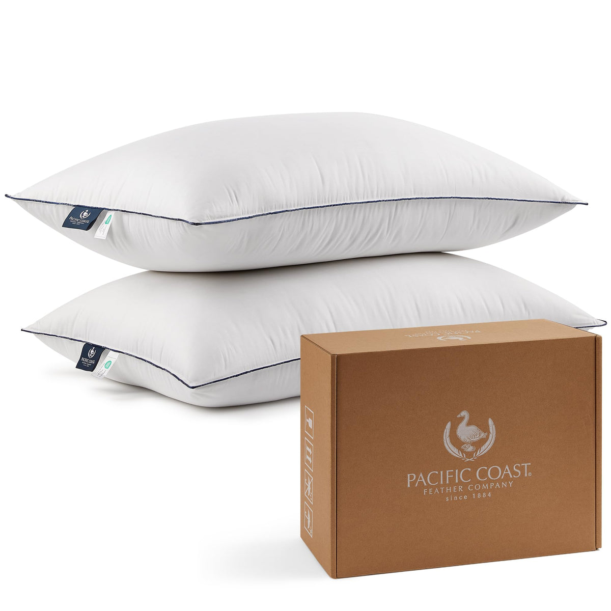 Pacific Coast bed pillow back-side-support for aligned spine during sleep