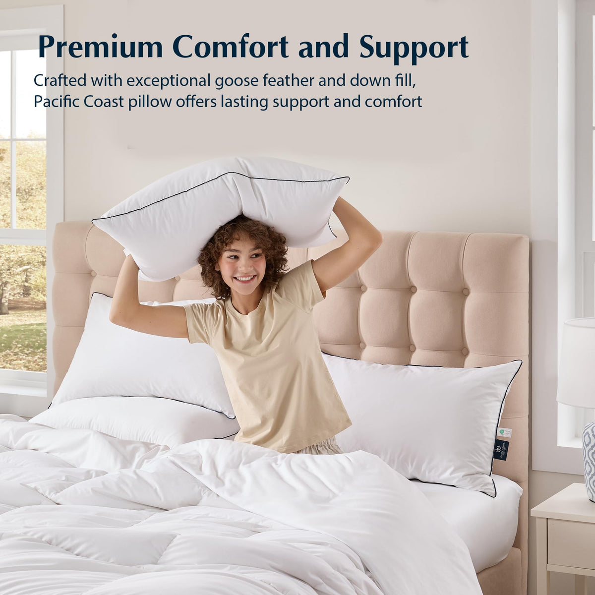 Pacific Coast Bed Pillow cotton shell closeup showing breathable fabric