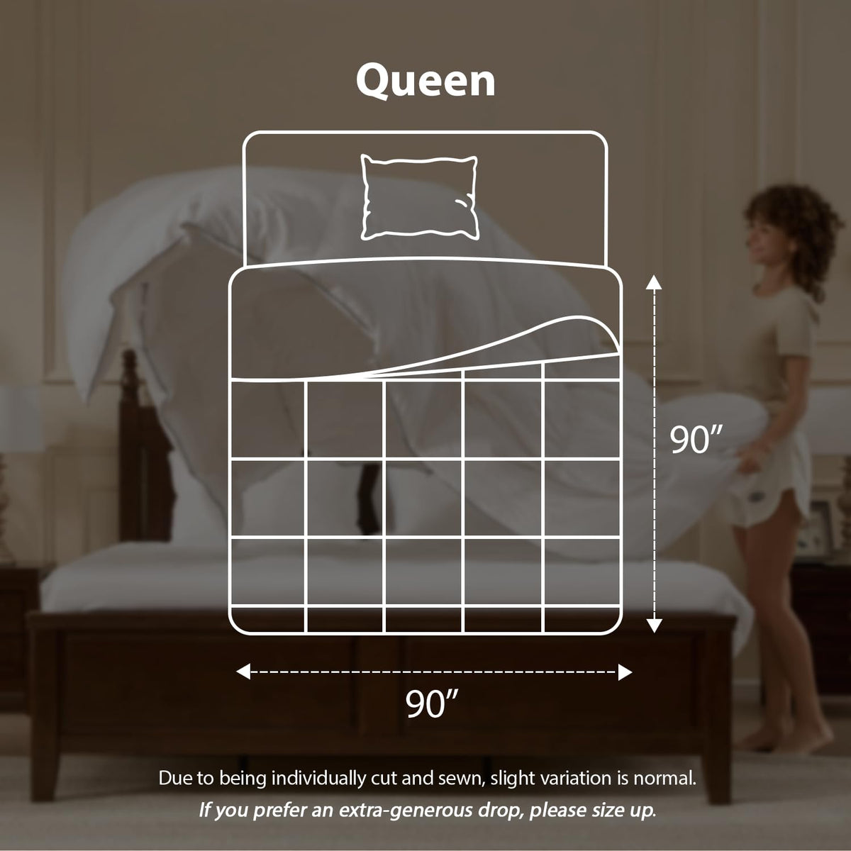 Pacific Coast goose down fiber comforter stitching detail shows craftsmanship.
