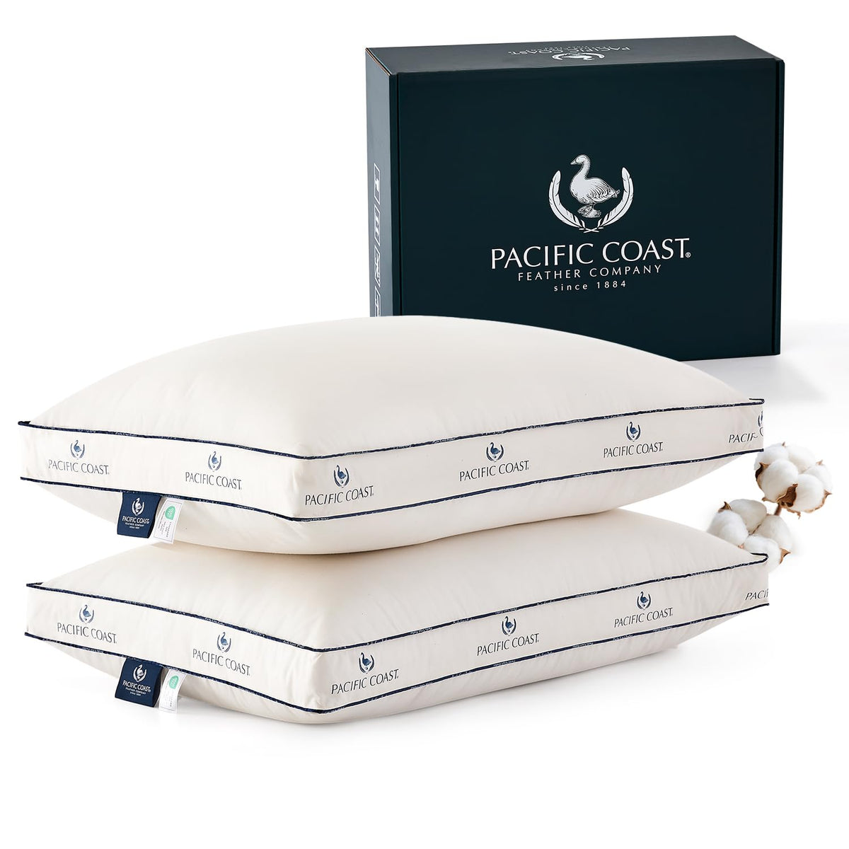 Pacific Coast pillow cover close-up shows 100% organic cotton for breathable comfort.