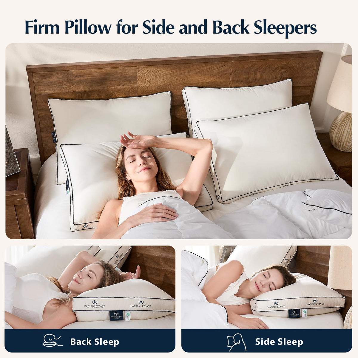 Pacific Coast pillow gusset detail emphasizes edge support for side sleepers.