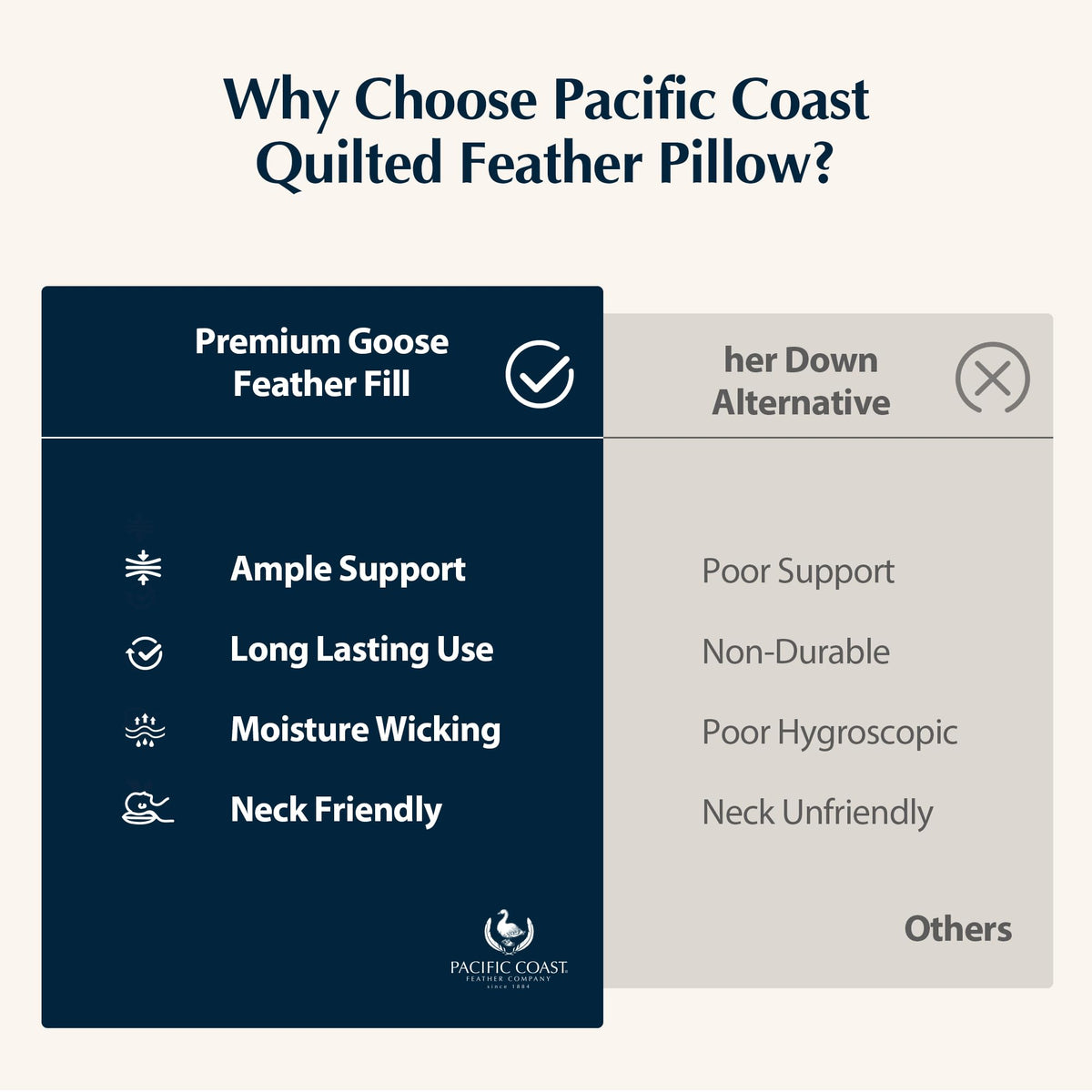Pacific Coast pillow breathable and easy-care for everyday use