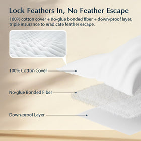 Pacific Coast pillow demonstrates down-proof construction to prevent feather leakage.