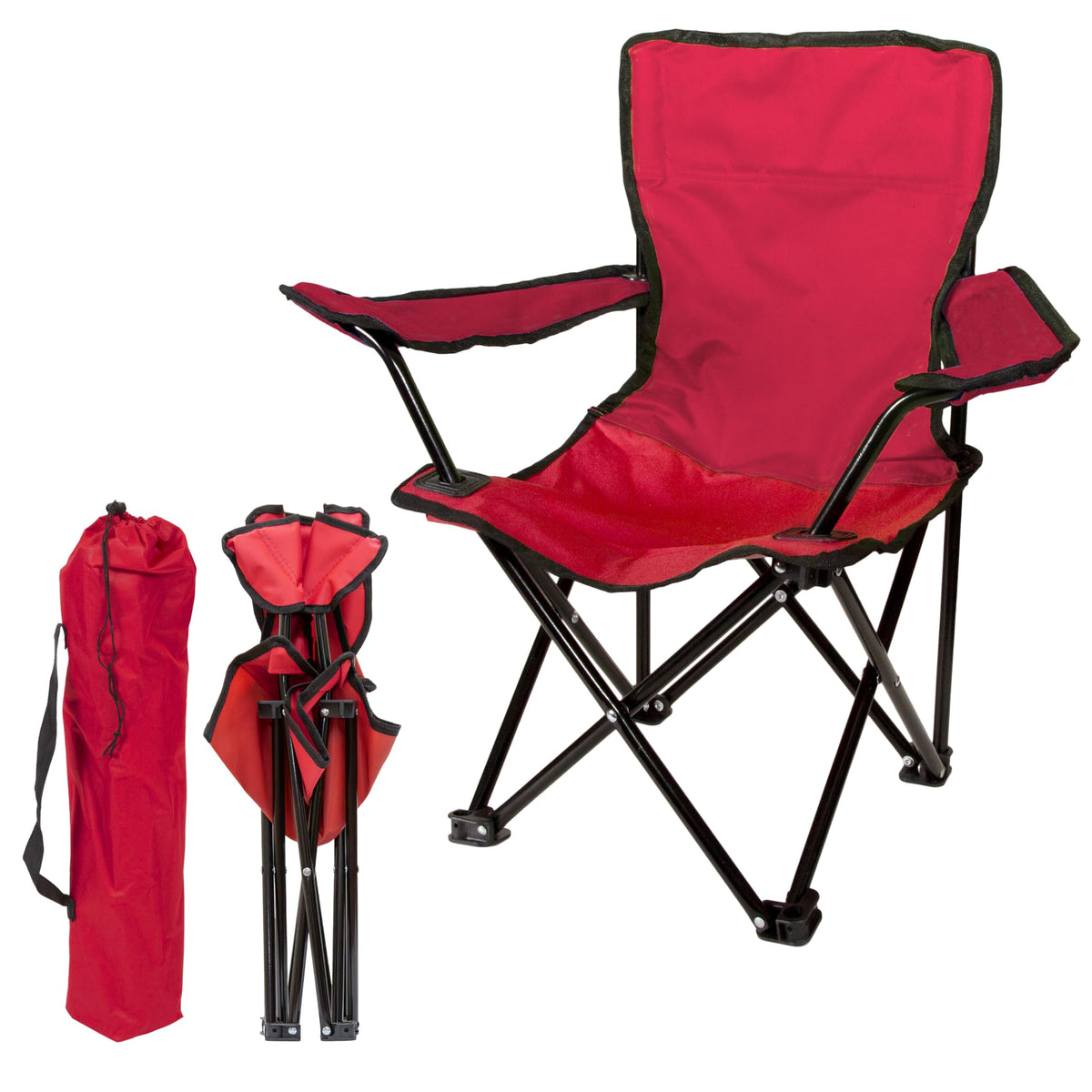 Pacific Play Tents Ruby Red Kids Folding Chair front view, sturdy for outdoor use