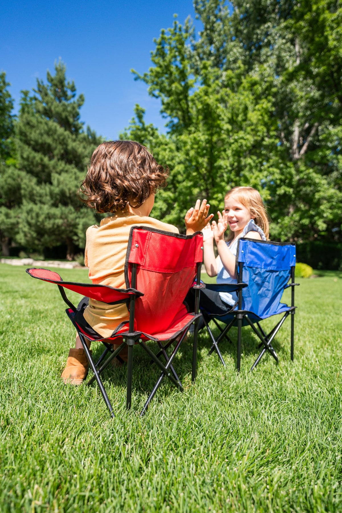 Pacific Play Tents Ruby Red Kids Folding Chair safety lock, prevents accidental folding