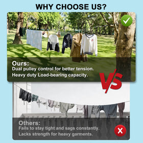 Packgoape easy-set-up clothesline hooks for secure attachment to trees, rails, or poles.