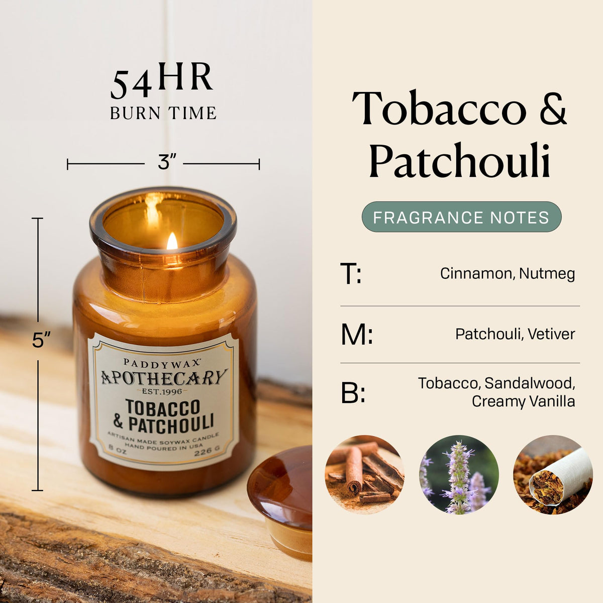 Paddywax candle lid and jar showcase apothecary style, keeping fragrance fresh between uses.