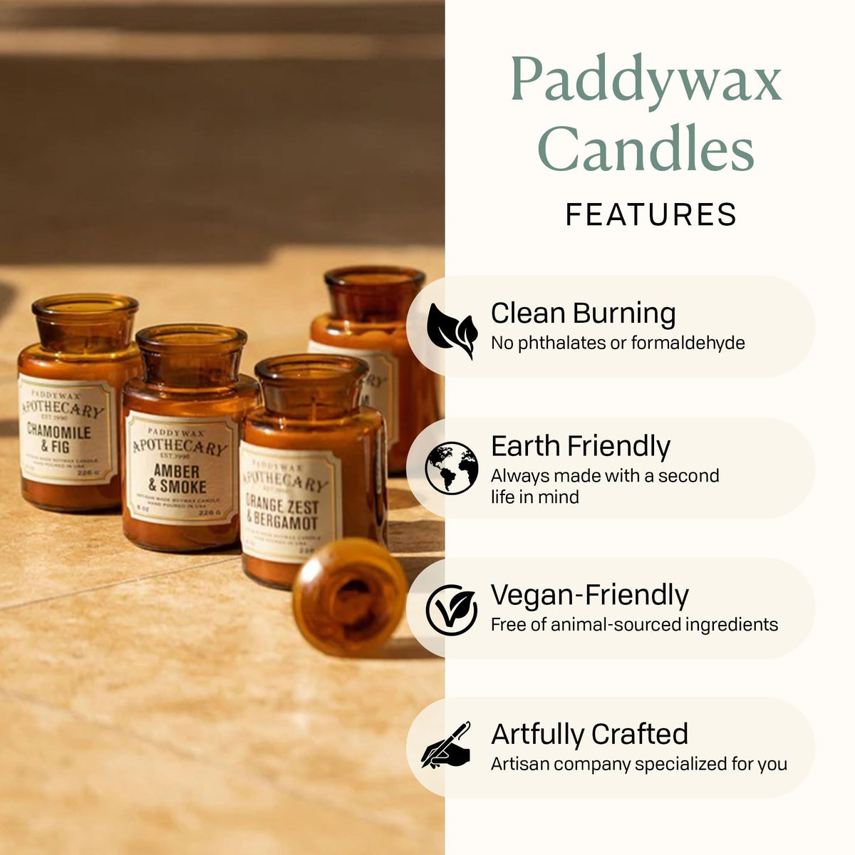 Paddywax vintage apothecary design decor adds nostalgic charm to any room.