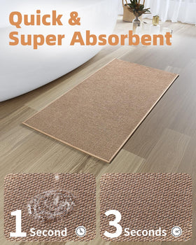PADOOR absorbent bath mat quickly wicks water for a dry bathroom.