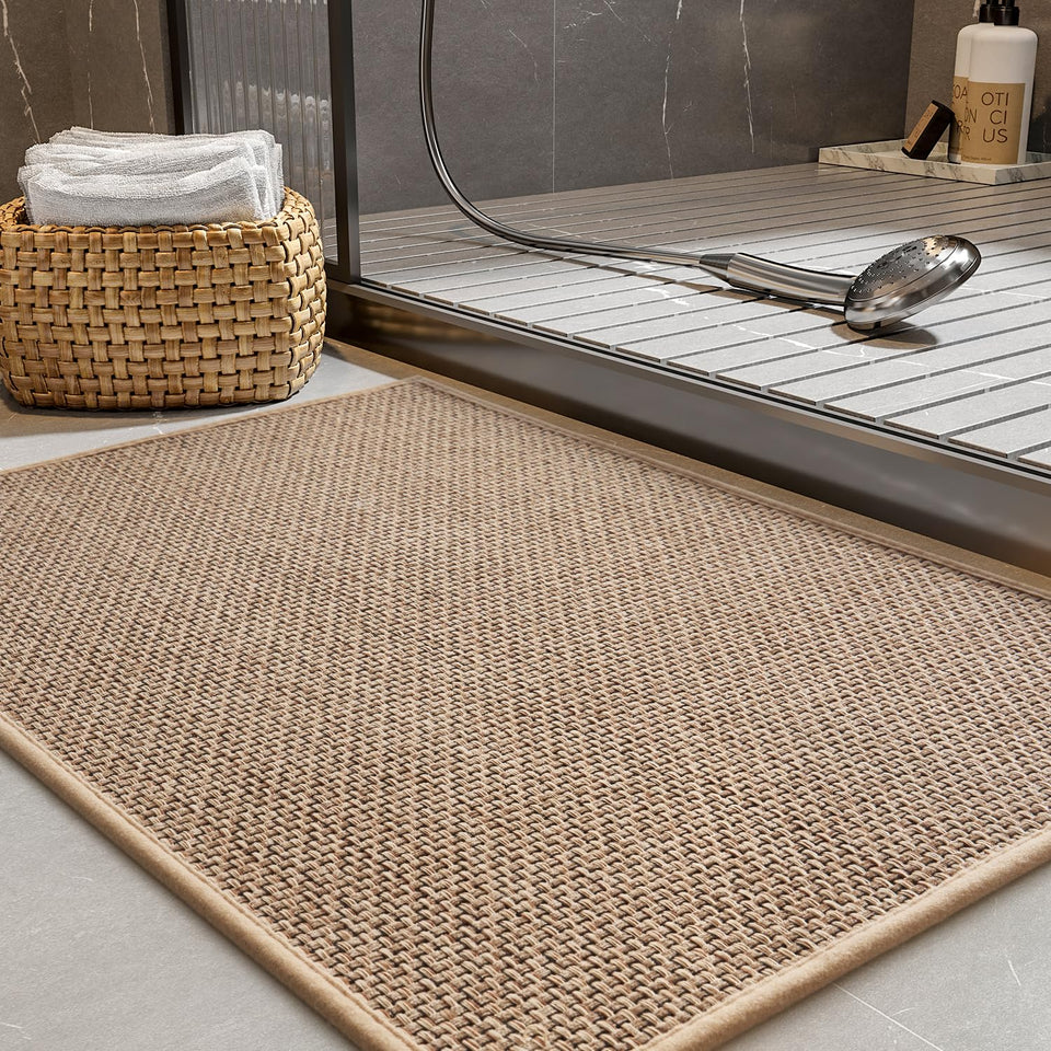 PADOOR non-slip bath mat braided design close-up showing durable weave and absorbency