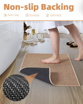 PADOOR thin bath mat fits neatly under doors for a seamless entry.