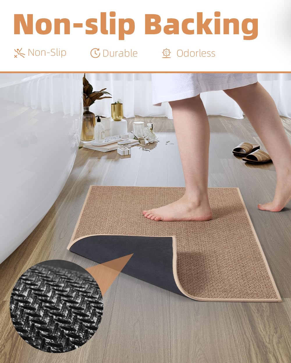 PADOOR thin-under-door bath mat fits under doors with cushioning.