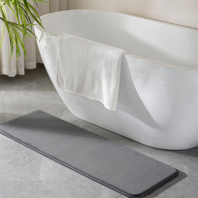 PAGGED grey memory foam bath runner, front view, showcasing plush comfort and quick absorption.