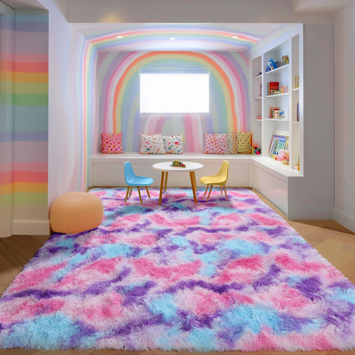 PAGISOFE fluffy kids rug – plush pile cushions feet during playtime.