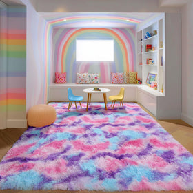 PAGISOFE fluffy kids rug – plush pile cushions feet during playtime.
