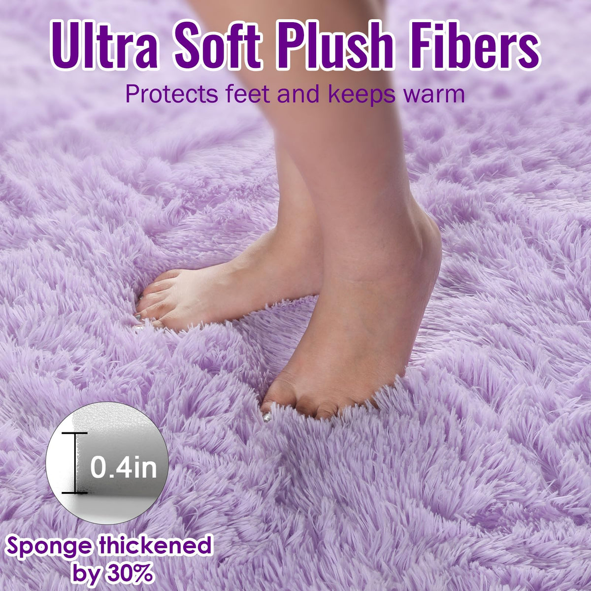 PAGISOFE soft purple rug near kids' play corner, easy cleaning.