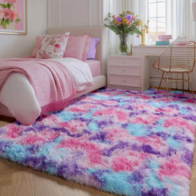 PAGISOFE rainbow rug pink – soft pastel surface ideal for kids' play and lounging.