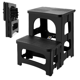 PAHTTO folding 2-step stool, closed for compact storage.