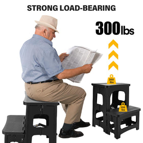 PAHTTO folding 2-step stool in bathroom, ideal for tasks.