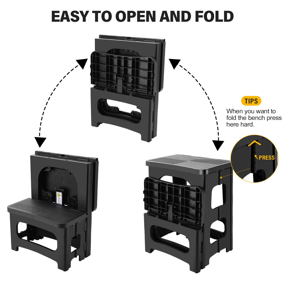 PAHTTO folding 2-step stool in office, reaching high cabinets.