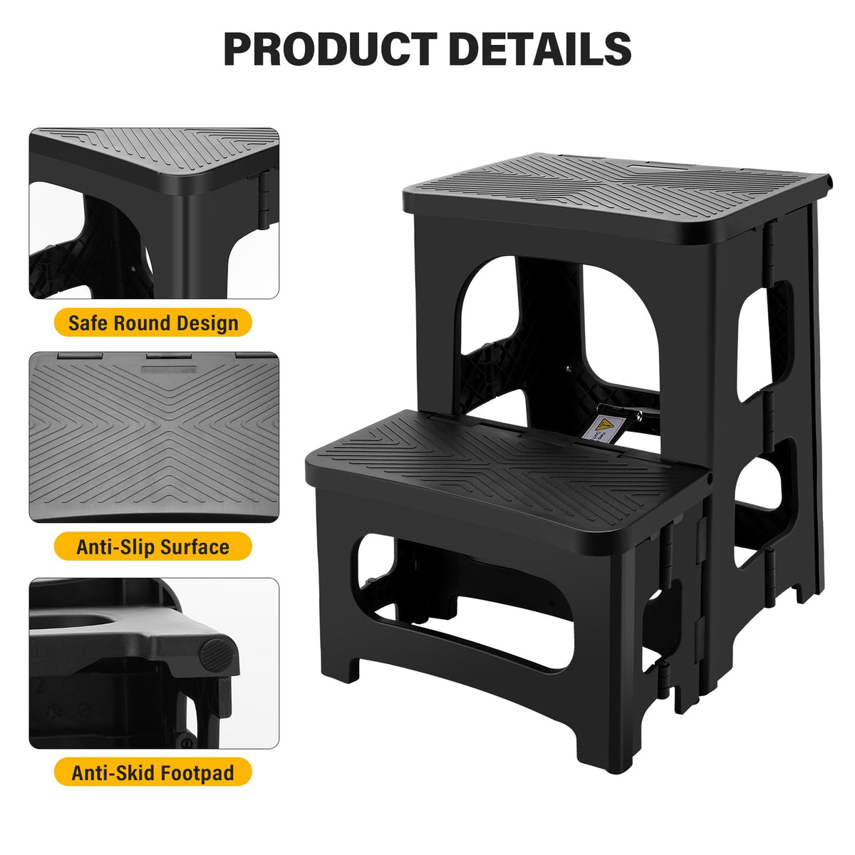 PAHTTO folding 2-step stool, open second step for extra height.
