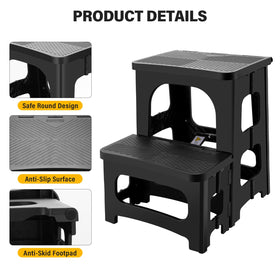 PAHTTO folding 2-step stool, open second step for extra height.