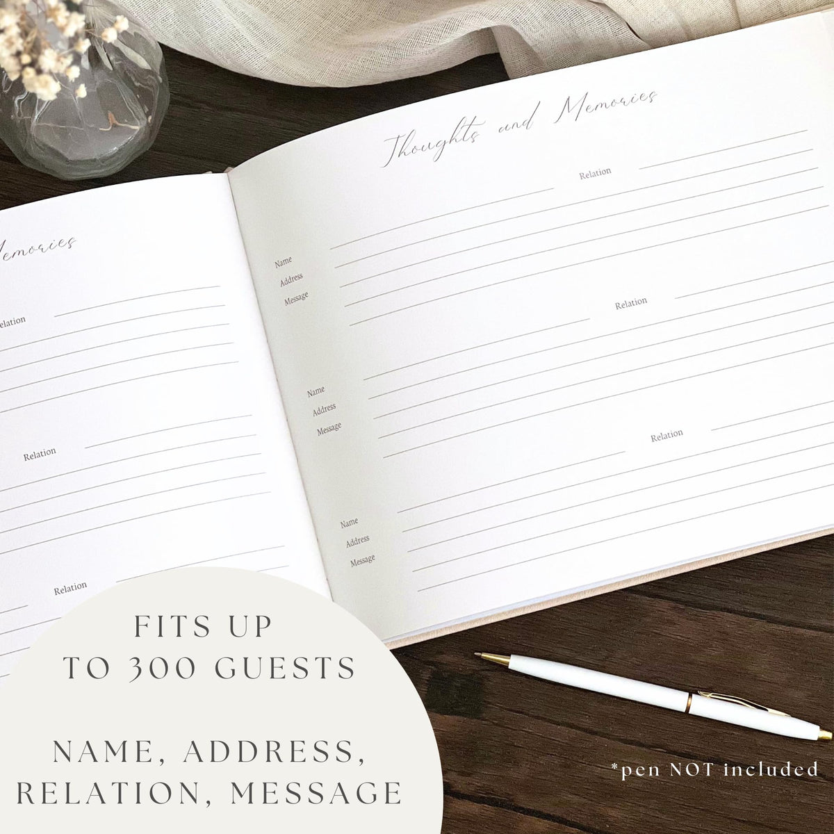 Paige McRae guest book with thick paper reduces ink bleed