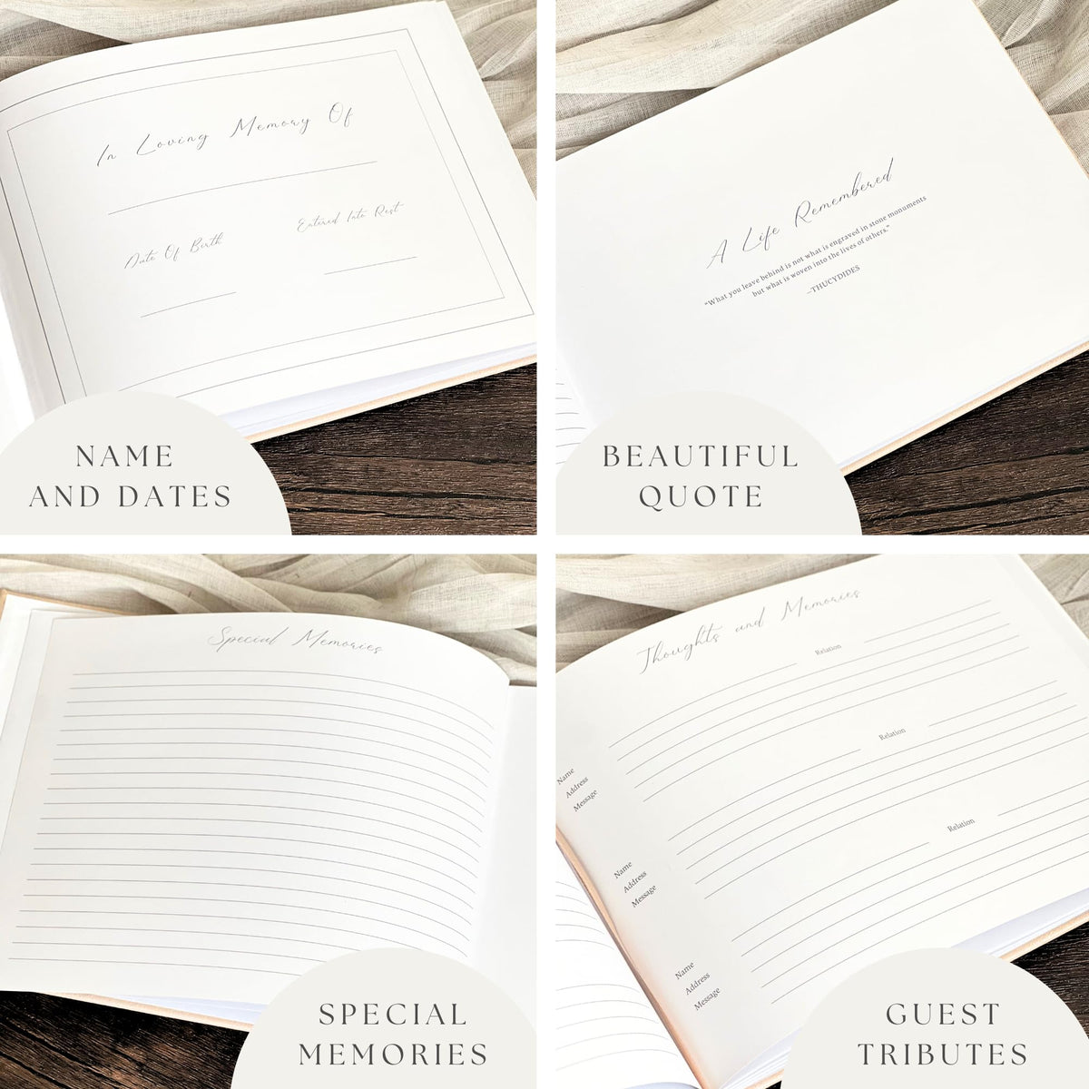 5x7 memorial table sign from Paige McRae directs guest signings