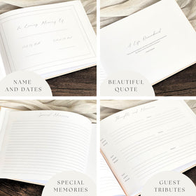 5x7 memorial table sign from Paige McRae directs guest signings