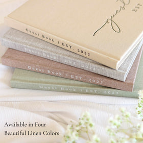 Paige McRae wedding guest book 100 pages offer ample room for signatures.