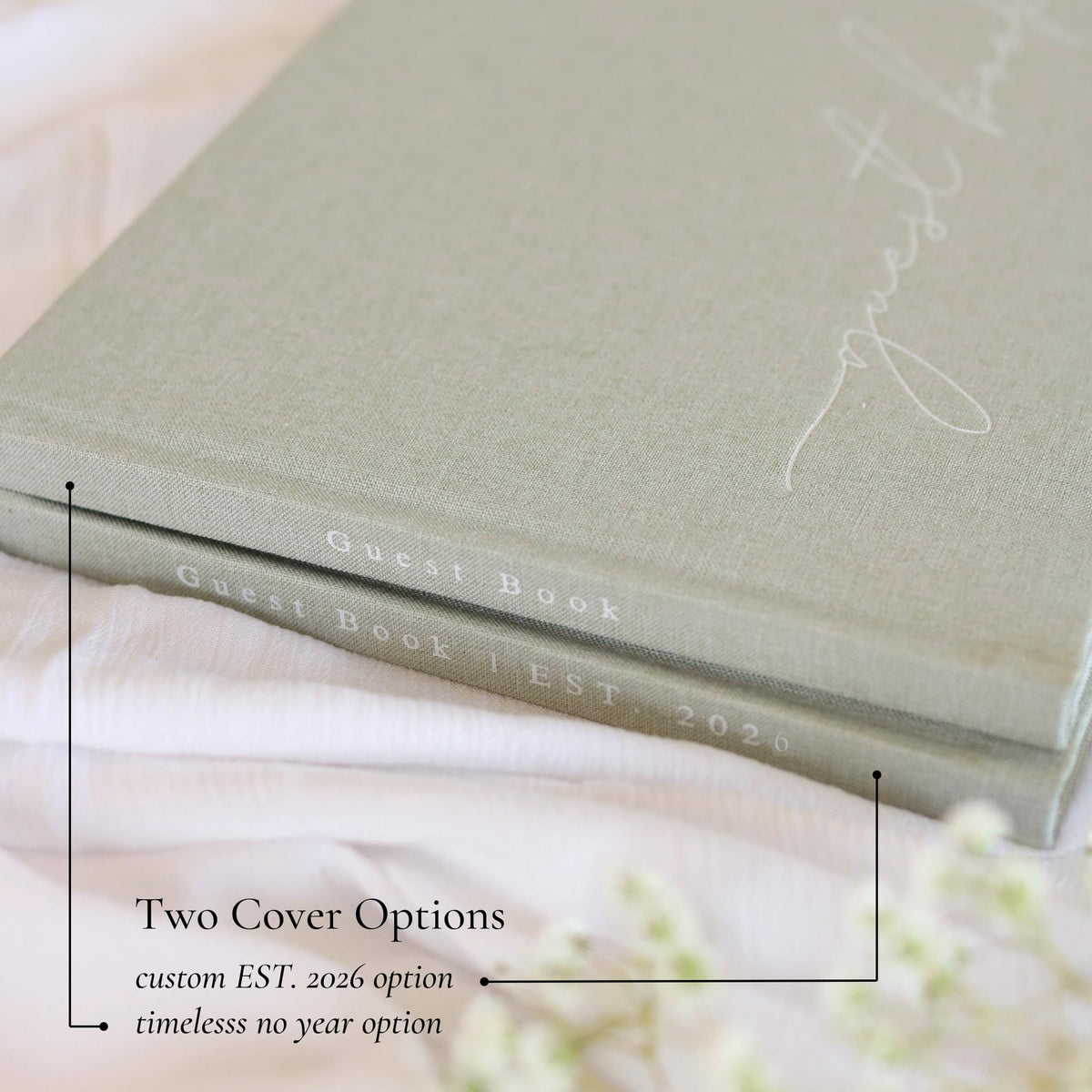 Paige McRae wedding guest book blank-lined pages provide space for messages and memories.