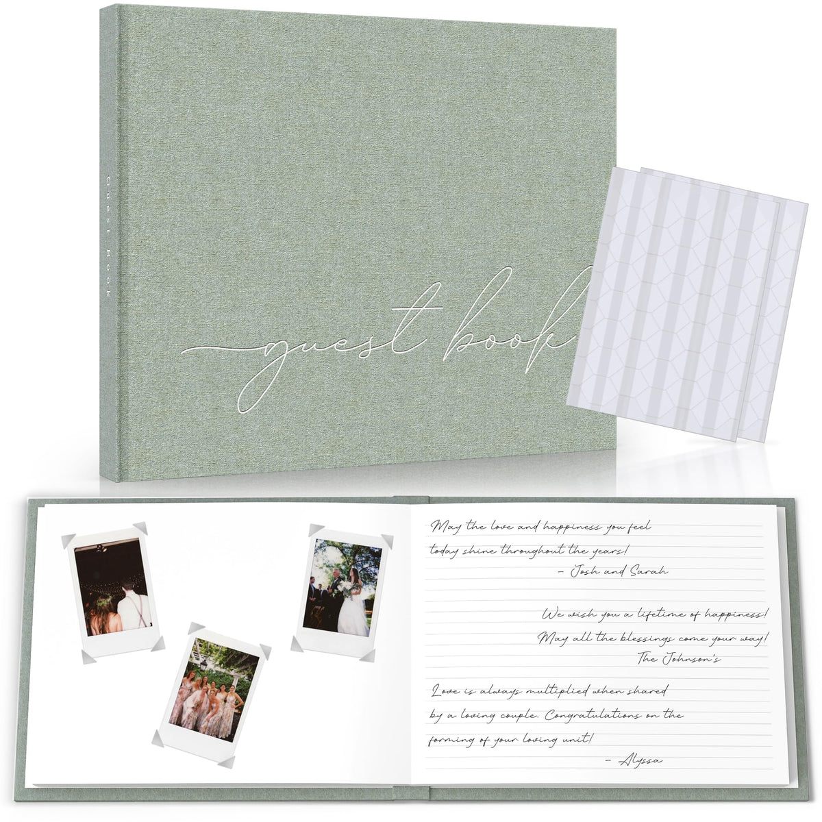 Paige McRae wedding guest book with clear photo corners to preserve memories