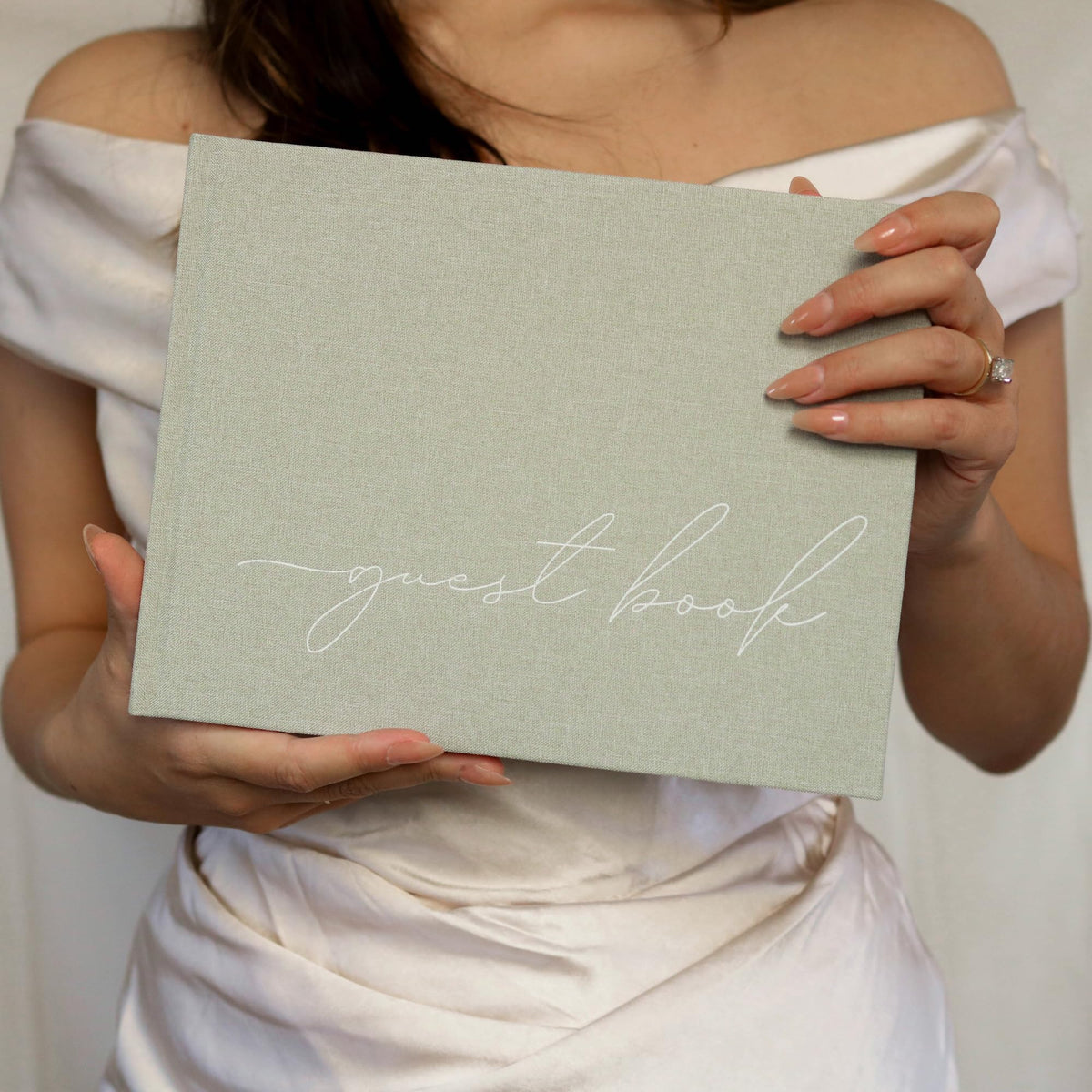 Paige McRae guest book with self adhesive stickers for photos