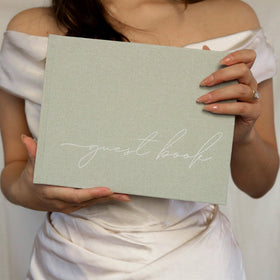 Paige McRae guest book with self adhesive stickers for photos