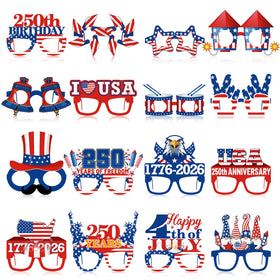 Pajean patriotic eyeglasses with flag pattern for festive Independence Day photos.