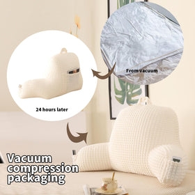 PAJEO Cozy Flannel Reading Pillow closeup highlighting plush fabric and backrest.
