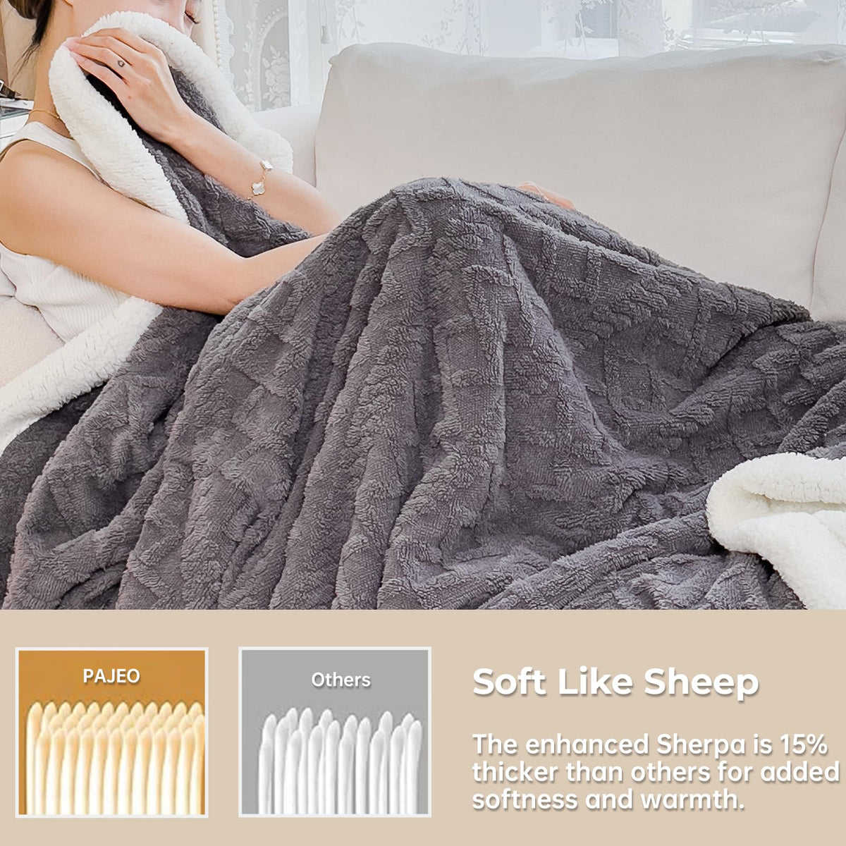 PAJEO Sherpa blanket ideal for lounging, bed, or road trips.