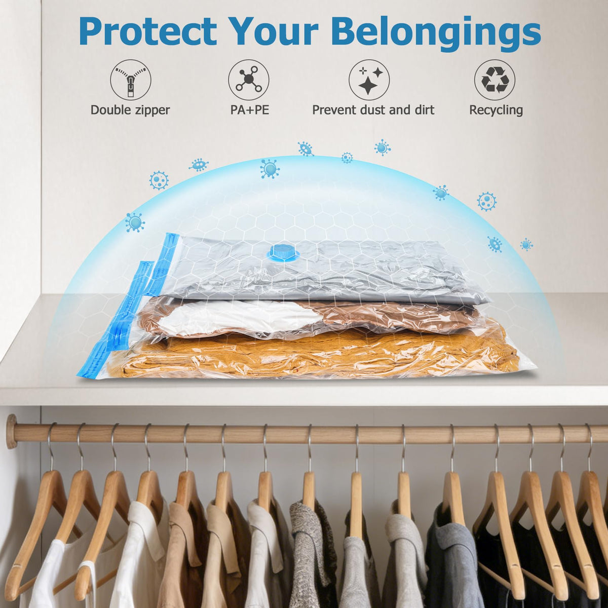 Pakimi 6000Pa suction shown for efficient space saving in luggage