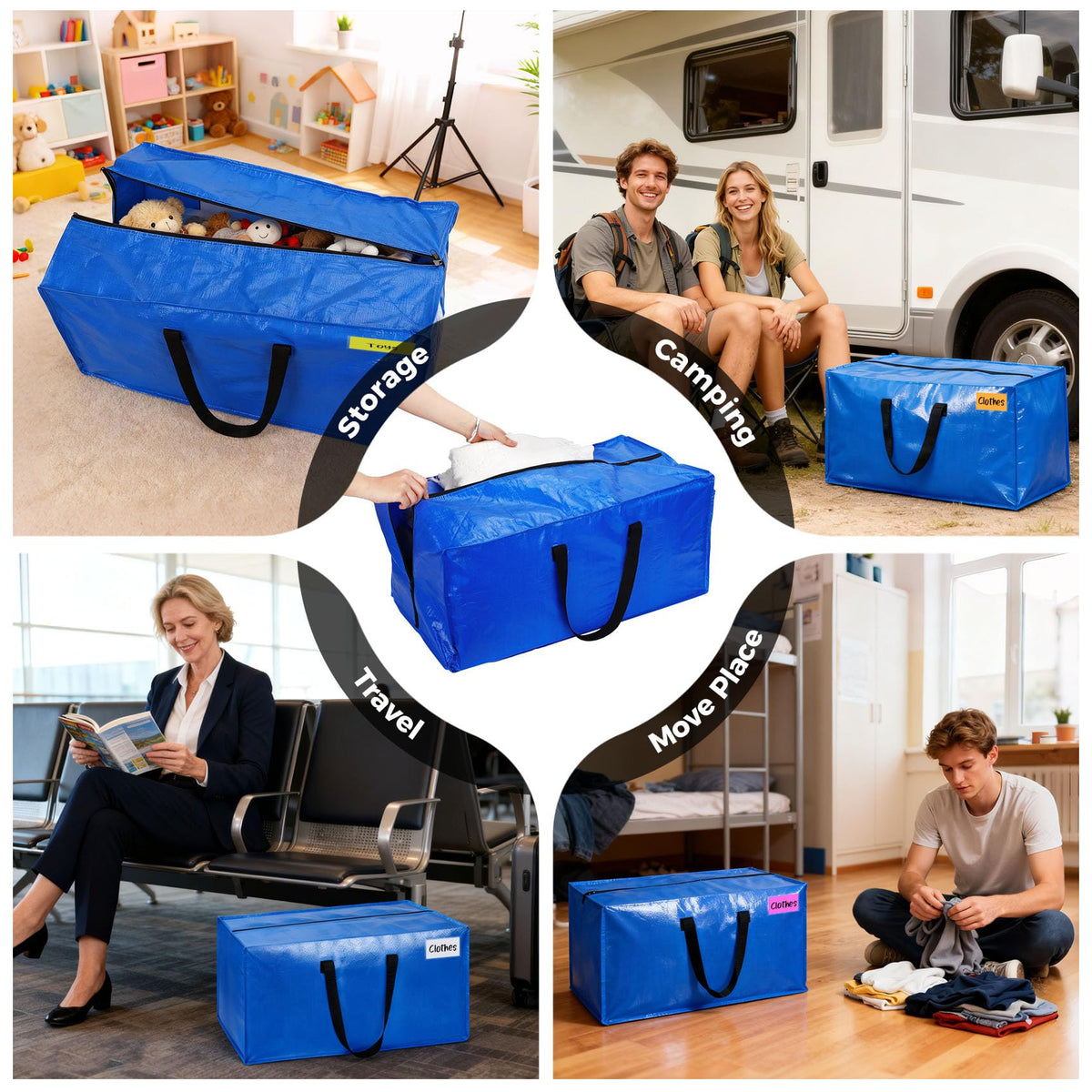 Pakimi bags folded compactly for easy storage when not in use.