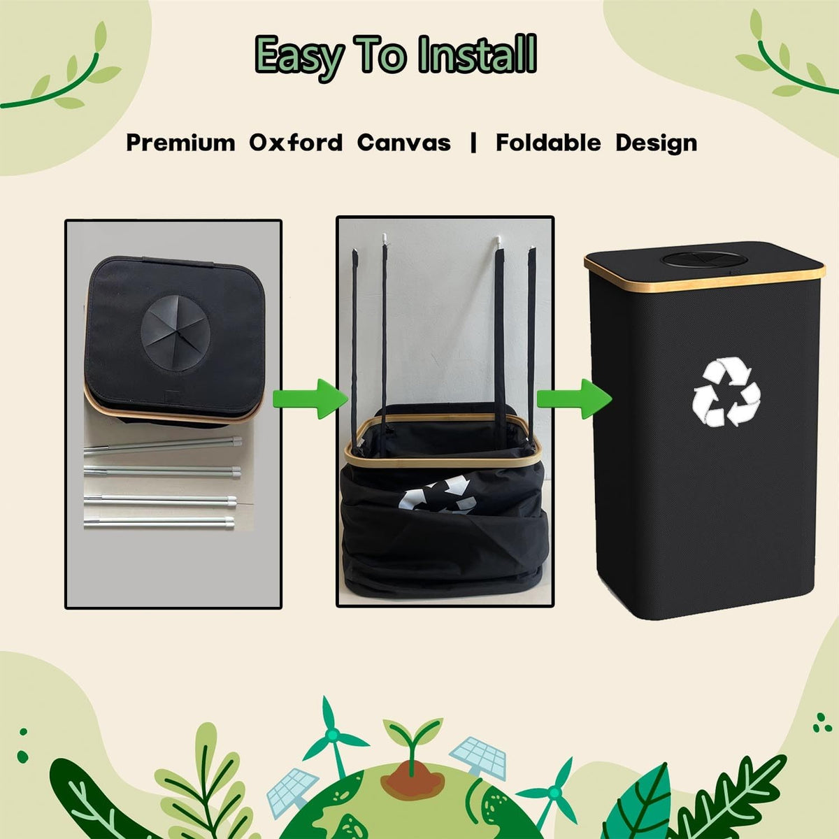Pakusane recycling bin displaying 26-gallon capacity in a kitchen setup.